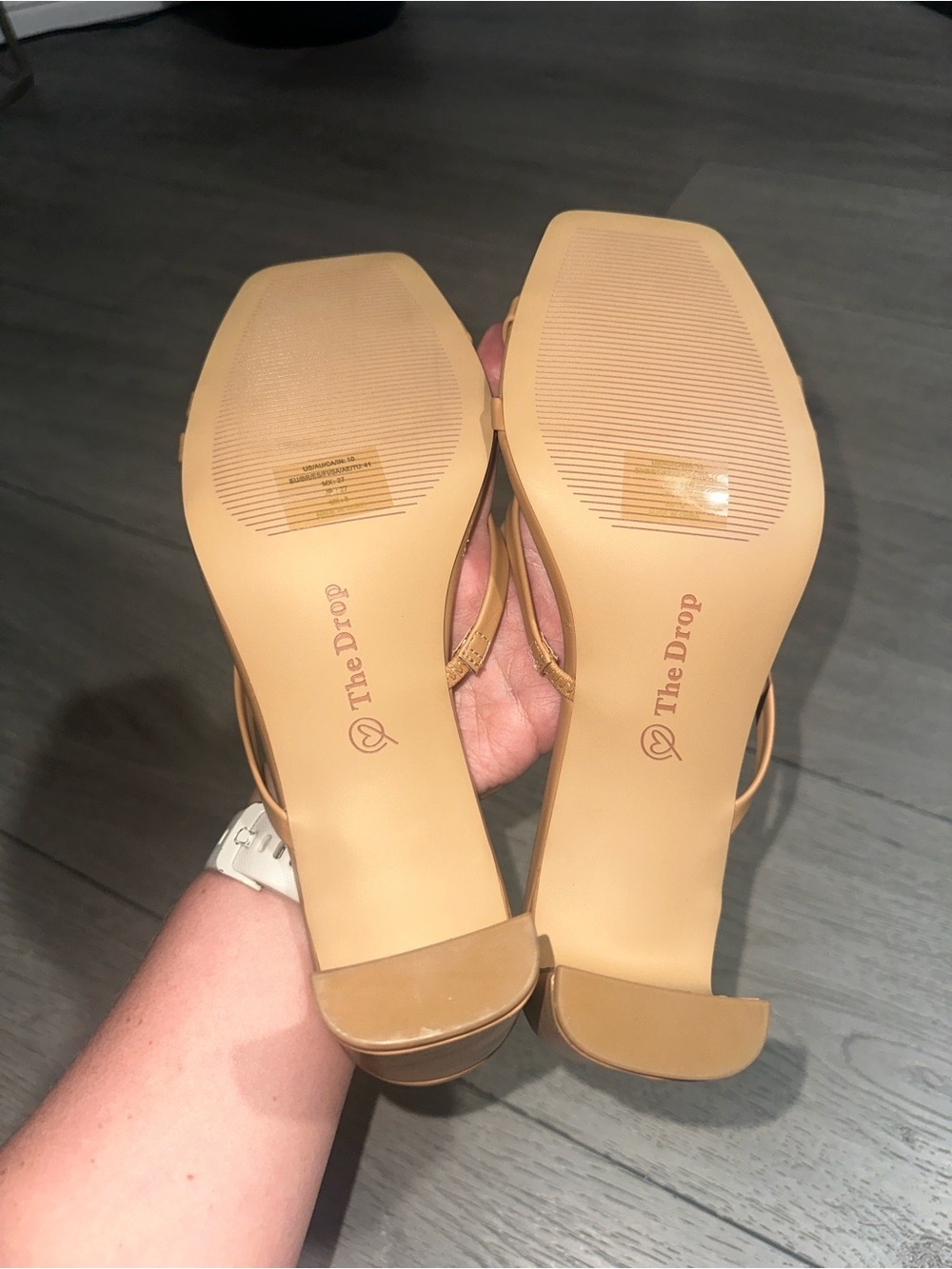 NWOT The Drop Strappy Square-Toe Mule Heels in Nude size 10 - Picture 6 of 6